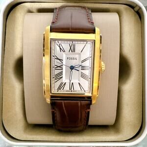 Fossil FS6011 Carraway Three-Hand Brown Croco Leather Watch